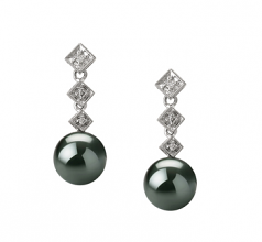 8-9mm AAA Quality Tahitian Cultured Pearl Earring Pair in Rozene Black