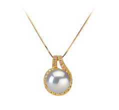 10-11mm AAA Quality South Sea Cultured Pearl Pendant in Angelique White