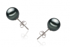 9-10mm AAA Quality Tahitian Cultured Pearl Earring Pair in Black