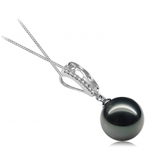 10-11mm AAA Quality Tahitian Cultured Pearl Pendant in Zuella Black