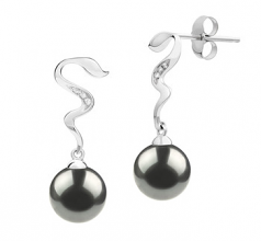 8-9mm AAA Quality Tahitian Cultured Pearl Earring Pair in Tamara Black