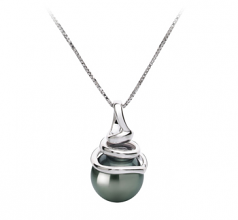 8-9mm AAA Quality Tahitian Cultured Pearl Pendant in Demetria Black