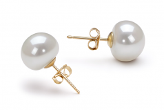 9-10mm AAA Quality Freshwater Cultured Pearl Earring Pair in White