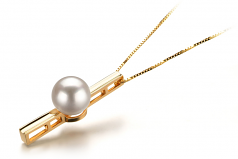 7-8mm AA Quality Japanese Akoya Cultured Pearl Pendant in Johana White