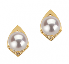 7-8mm AAA Quality Japanese Akoya Cultured Pearl Earring Pair in Catrina White