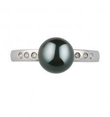 7.5-8mm AAA Quality Japanese Akoya Cultured Pearl Ring in Cecelia Black