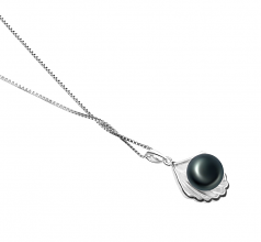 7-8mm AA Quality Freshwater Cultured Pearl Pendant in Shell Black