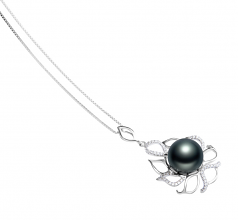 12-13mm AAA Quality Tahitian Cultured Pearl Pendant in Calida Black