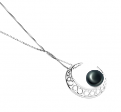 9-10mm AAA Quality Freshwater Cultured Pearl Pendant in Moon Black