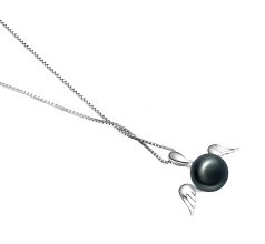 9-10mm AA Quality Freshwater Cultured Pearl Pendant in Angel Black