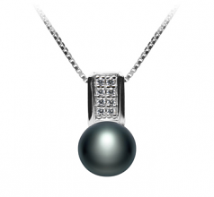 8-9mm AAA Quality Freshwater Cultured Pearl Pendant in Alina Black