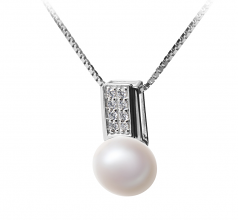 8-9mm AAA Quality Freshwater Cultured Pearl Pendant in Alina White