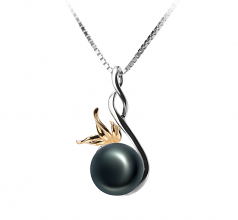 8-9mm AAA Quality Freshwater Cultured Pearl Pendant in Hester Black