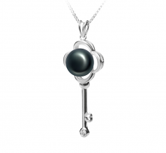 8-9mm AAA Quality Freshwater Cultured Pearl Pendant in Key Black
