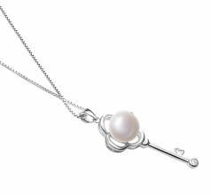 8-9mm AAA Quality Freshwater Cultured Pearl Pendant in Key White