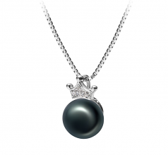 8-9mm AAA Quality Freshwater Cultured Pearl Pendant in Crown Black