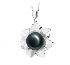 11.5-12mm AA Quality Freshwater Cultured Pearl Pendant in Zoe Black