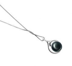 10-11mm AAA Quality Freshwater Cultured Pearl Pendant in Daiya Black