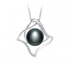 10-11mm AAA Quality Freshwater Cultured Pearl Pendant in Freda Black