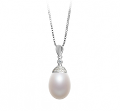 10-11mm AA - Drop Quality Freshwater Cultured Pearl Pendant in Kaylee White