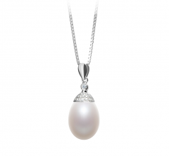 10-11mm AA - Drop Quality Freshwater Cultured Pearl Pendant in Kaylee White