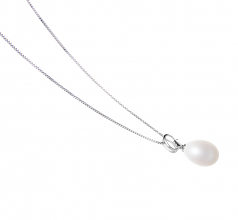 10-11mm AA - Drop Quality Freshwater Cultured Pearl Pendant in Denise White