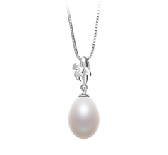 10-11mm AA - Drop Quality Freshwater Cultured Pearl Pendant in Vilde White