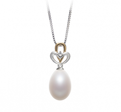 10-11mm AA - Drop Quality Freshwater Cultured Pearl Pendant in Aida White