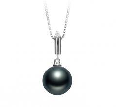 10-11mm AAA Quality Tahitian Cultured Pearl Pendant in Aoife Black