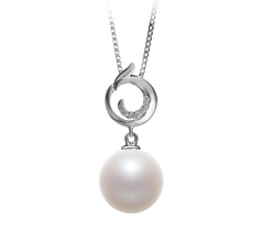 10-11mm AAAA Quality Freshwater Cultured Pearl Pendant in Linda White