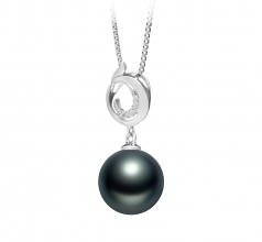 10-11mm AAA Quality Tahitian Cultured Pearl Pendant in Linda Black