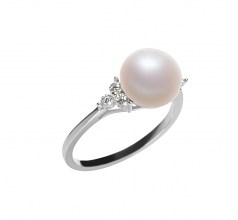 8-9mm AAA Quality Freshwater Cultured Pearl Ring in Dacey White