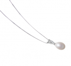 10-11mm AA - Drop Quality Freshwater Cultured Pearl Pendant in Pomona White