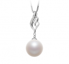 10-11mm AAAA Quality Freshwater Cultured Pearl Pendant in Loretta White