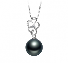 10-11mm AAA Quality Tahitian Cultured Pearl Pendant in Hilary Black