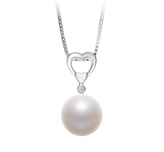 10-11mm AAAA Quality Freshwater Cultured Pearl Pendant in Gabrielle White