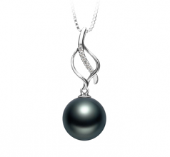 10-11mm AAA Quality Tahitian Cultured Pearl Pendant in Leah Black