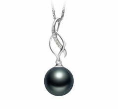 10-11mm AAA Quality Tahitian Cultured Pearl Pendant in Leah Black