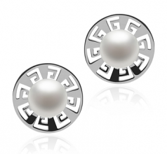 8-9mm AAA Quality Freshwater Cultured Pearl Earring Pair in Noah White