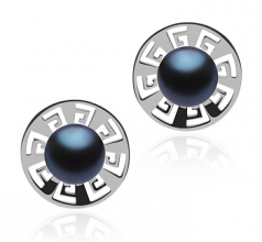 8-9mm AAA Quality Freshwater Cultured Pearl Earring Pair in Noah Black