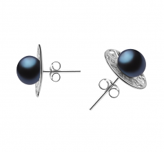 8-9mm AAA Quality Freshwater Cultured Pearl Earring Pair in Noah Black