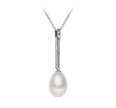 10-11mm AA - Drop Quality Freshwater Cultured Pearl Pendant in Adra White