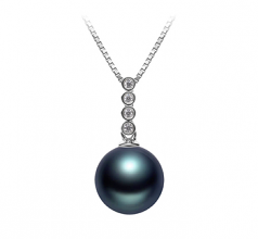 10-11mm AAA Quality Tahitian Cultured Pearl Pendant in Ross Black