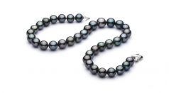 11.1-14.6mm AA+ Quality Tahitian Cultured Pearl Necklace in Multicolour
