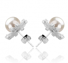 7-8mm AAAA Quality Freshwater Cultured Pearl Earring Pair in Natasha White