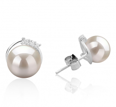 7-8mm AAAA Quality Freshwater Cultured Pearl Earring Pair in Leslie White