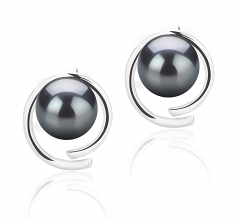 7-8mm AAAA Quality Freshwater Cultured Pearl Earring Pair in Raina Black