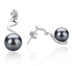 8-9mm AAAA Quality Freshwater Cultured Pearl Earring Pair in Lolita Black
