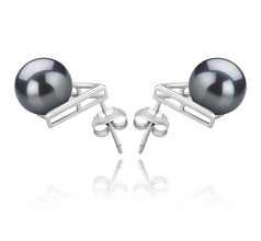 8-9mm AAAA Quality Freshwater Cultured Pearl Earring Pair in Africa Black