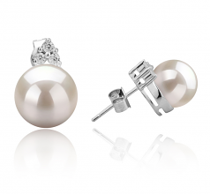 8-9mm AAAA Quality Freshwater Cultured Pearl Earring Pair in Evelyn White
